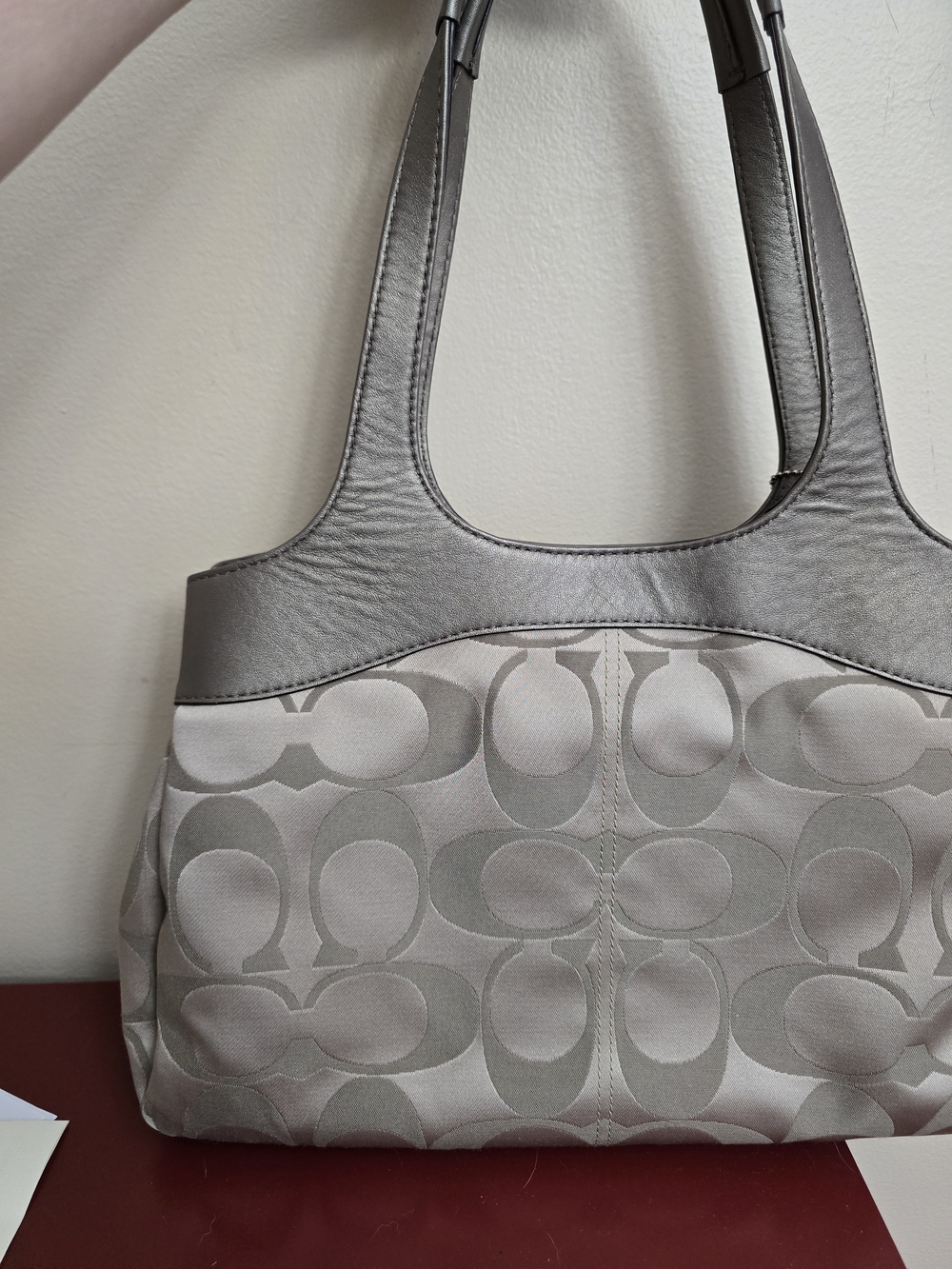 Coach Neutral Signature Canvas Shoulder Bag in Taupe Gray